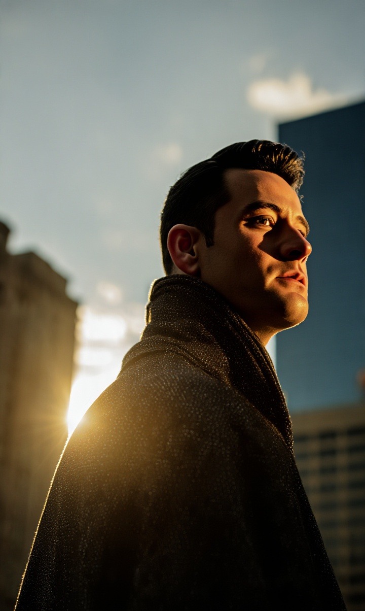 Bryan J. Hayes in the city at sunrise
